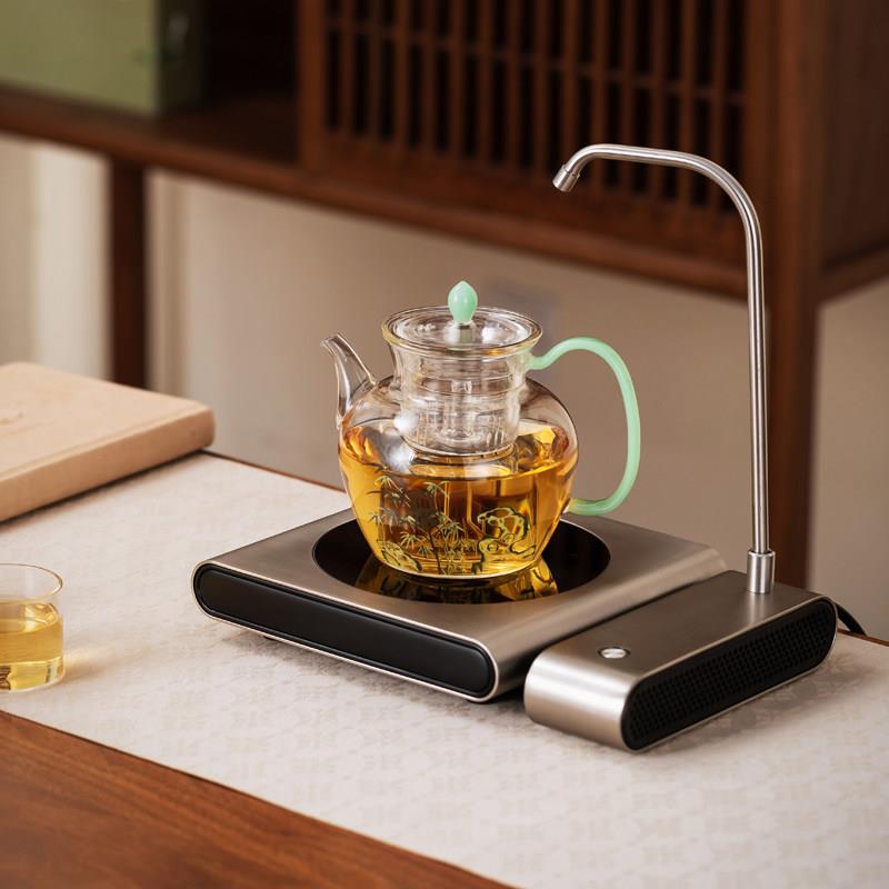 电陶炉煮茶器带抽水套装智能上水器玻璃带滤网抓出家用茶具泡茶壶