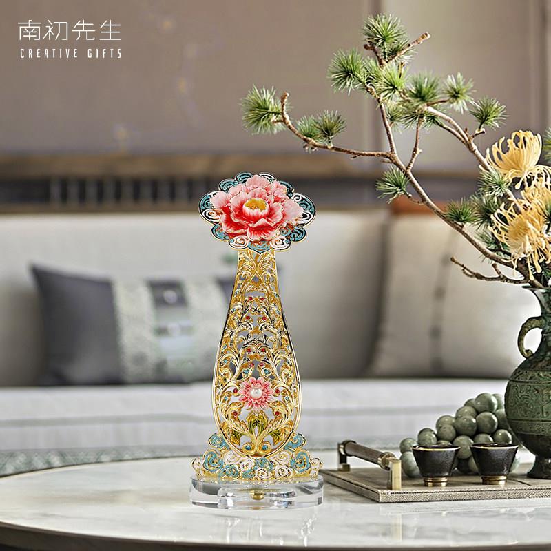 珐琅彩如意摆件工艺品新中式高档家居客厅玄关办公室摆件开业礼物