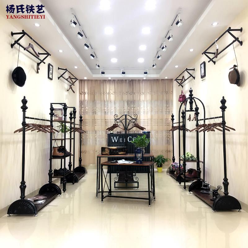 服装店展示架落地式上墙服装架流水台铁艺童装店挂衣架女装店货架