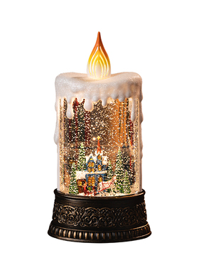 耶诞节装饰品家居摆饰蜡烛音乐盒发光水晶球飘雪桌面场景布置礼物