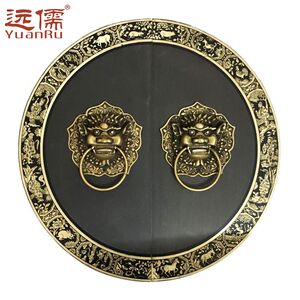 远儒铜雕中式仿古大门兽头圆盘装饰片生肖款组合套装1号黄铜拉手