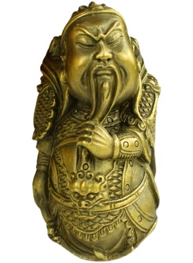 纯铜实心招财关公关云长武财神男女随身把玩手把件钥匙挂件饰品