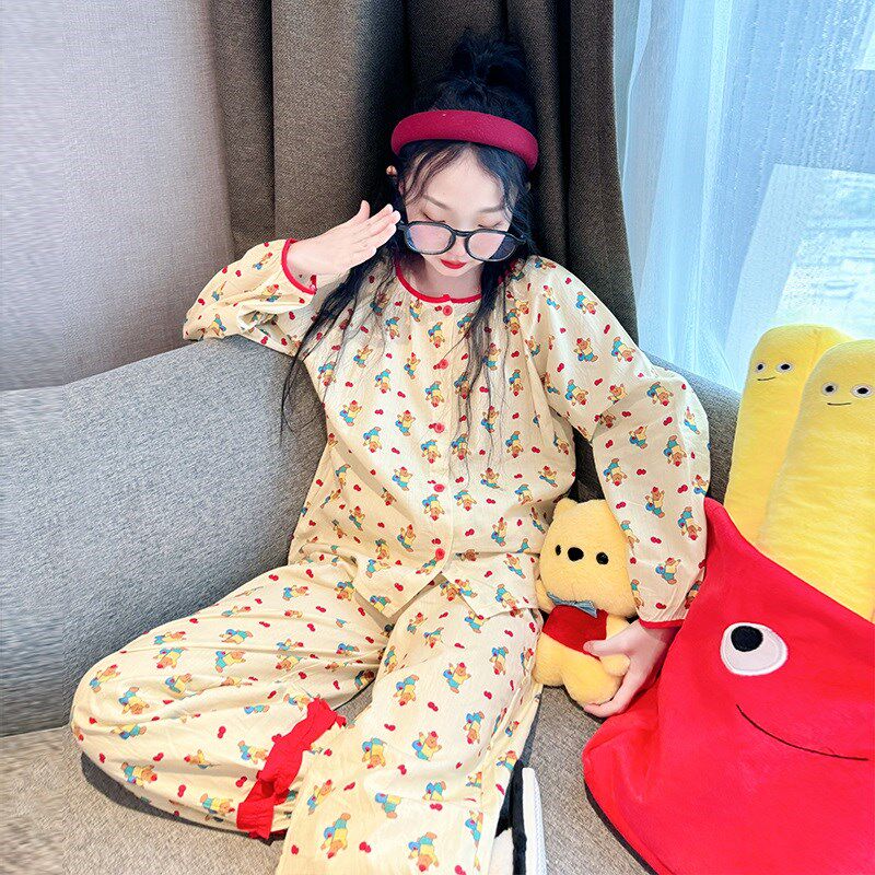 儿童睡衣春秋2024新款女童长袖纯棉套装女孩大童网红公主风家居服