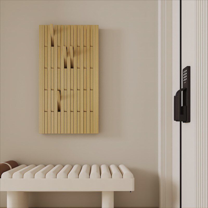 入户门後挂衣架壁挂墙上钢琴键衣帽架实木挂衣板超薄玄关柜置物架