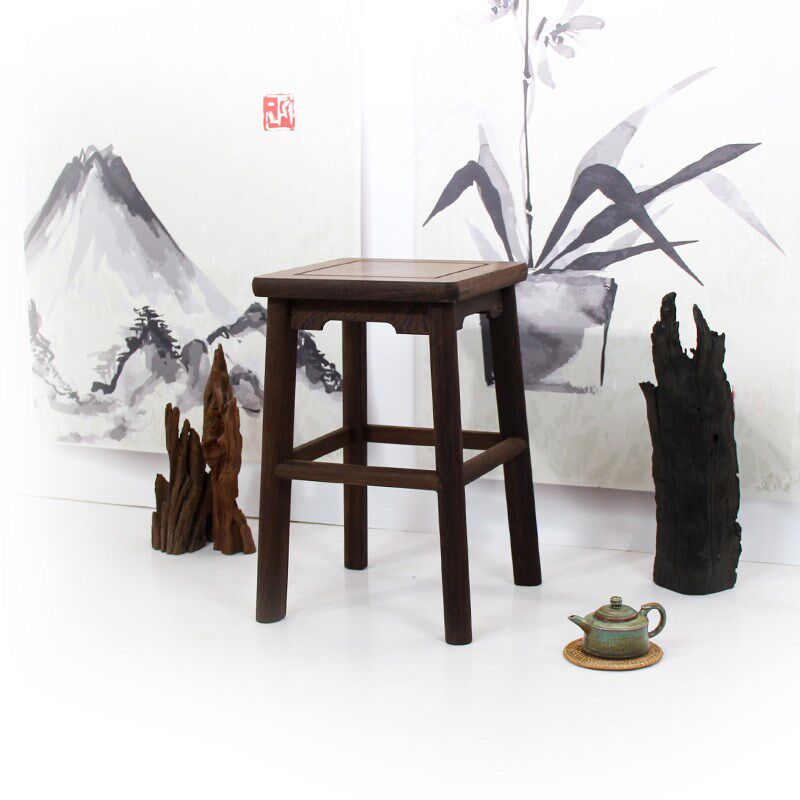 实木方凳鸡翅木中式餐桌凳原木凳长腿凳换鞋凳子茶桌凳洗脚凳