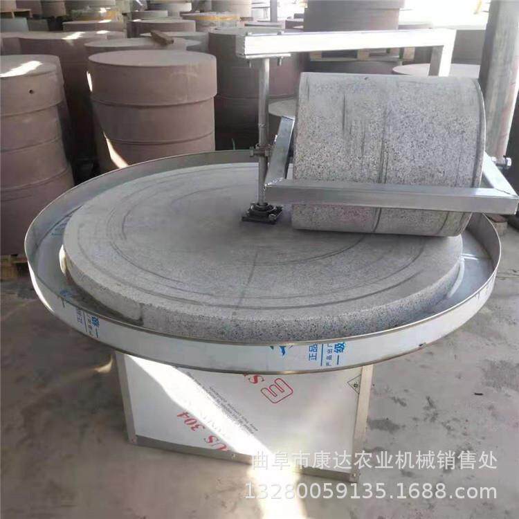 单辊小型石磨机艾 备草出绒石碾子设 子小麦研磨成粉磨谷面机
