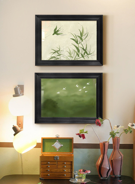 法式复古挂画高级感中古风玄关背景墙装饰画小众绿色系奶油客厅壁