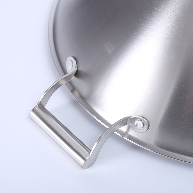 316不锈钢炒锅厨房家用双耳锅单面满花炒锅蜂窝不粘锅厨具