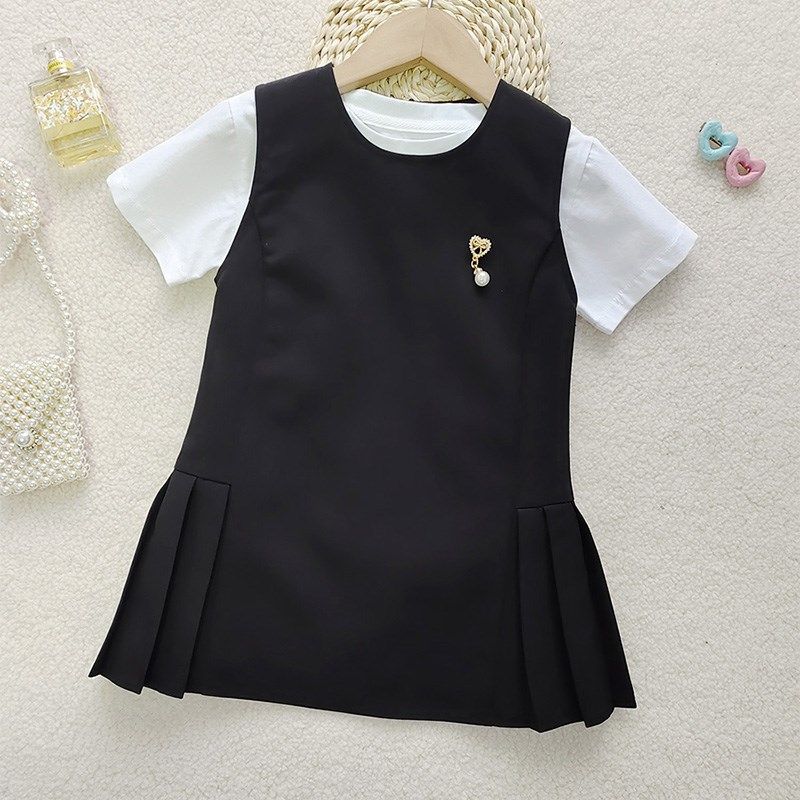 女童春秋洋气马甲裙2023新款背心裙西装西服连衣裙学院风百搭儿童