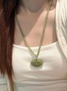 新款平安锁项炼天然玛瑙如意锁吊坠骨炼吊坠闺蜜中式简约颈饰礼物