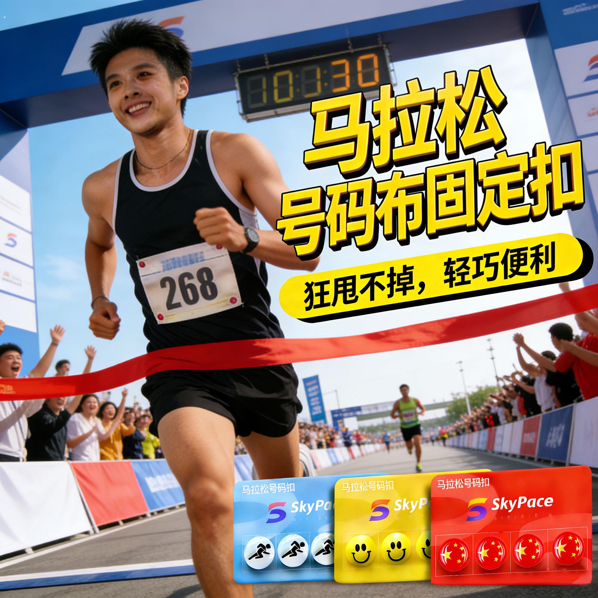 马拉松比赛跑步专用号码布扣运动薄五星图案扣卡扣子号码牌固定扣