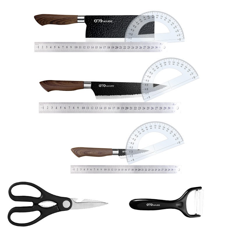 满足多种使用 多功能不锈钢不粘五件厨房刀具套装礼品套刀