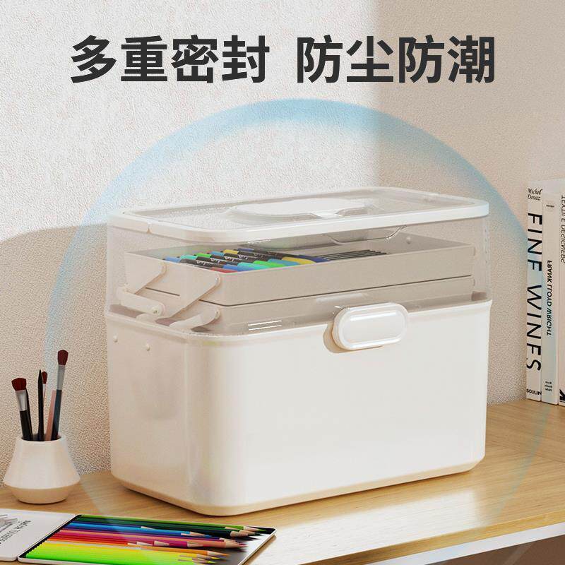 美术生工具箱大号绘画颜料收纳箱画多功能三层加厚收纳盒艺考专用