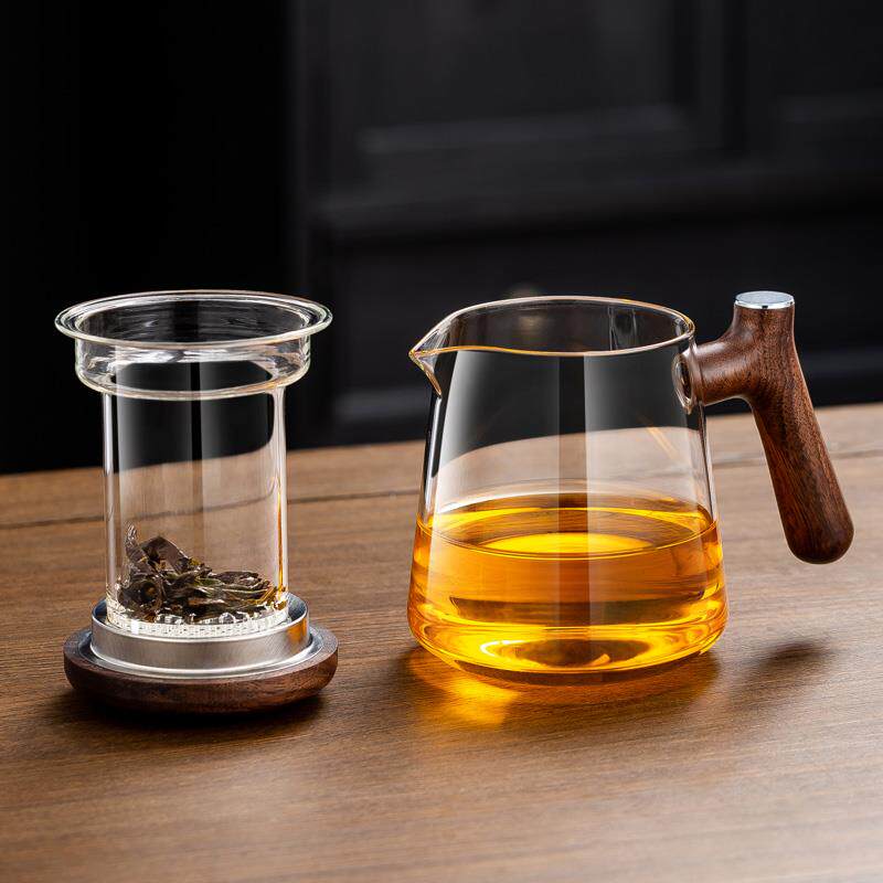 加厚耐热玻璃侧把茶壶茶水分离过滤高档小泡茶壶办公室煮茶壶单壶