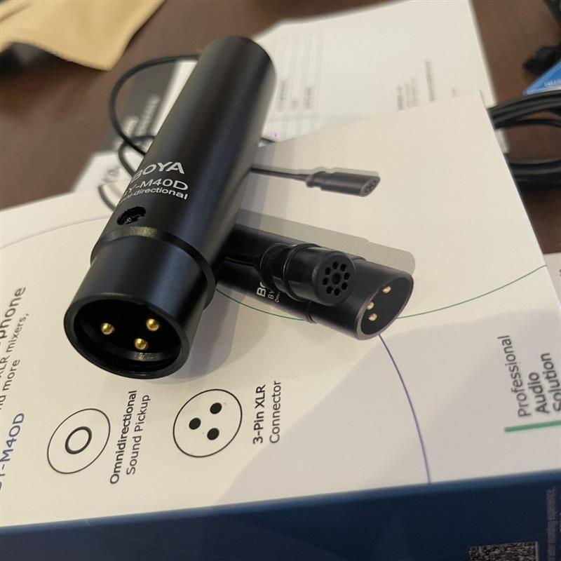 博雅新款48V供电有线领夹麦克风全指向摄像机声卡电容话筒胸麦