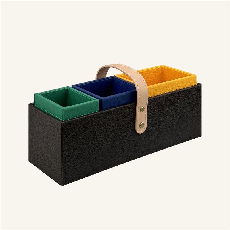 树的岛Tree皮革工具箱L&收V纳杂物收纳盒桌面整理分格化妆储物盒