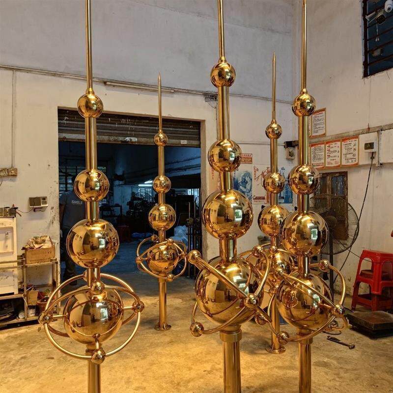 镀钛合金装饰避雷针防雷工程室外家用别墅洋房屋顶大号接闪器接闪