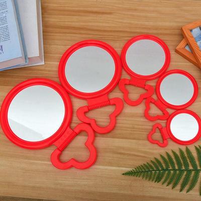 老式镜子壁挂80年代挂墙塑料平面小镜子红色镜子风可挂门上水