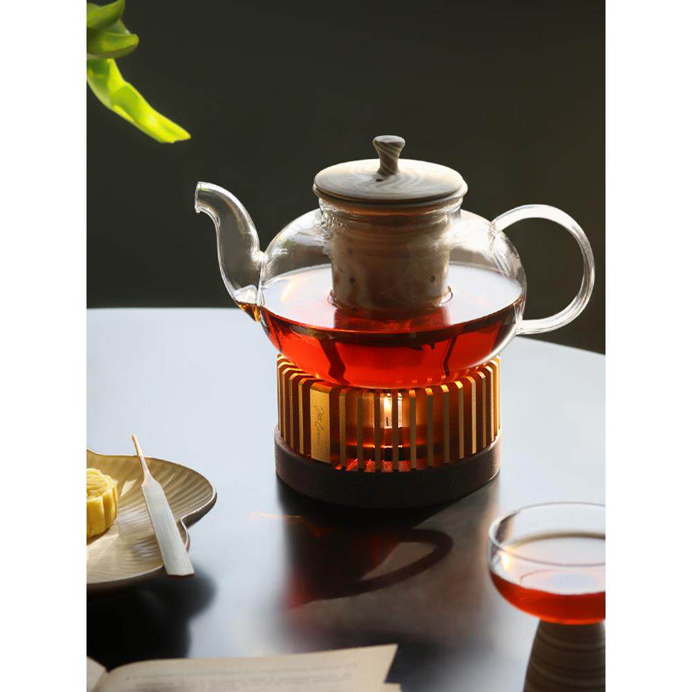 九土中式温茶蜡烛加热暖茶炉小丁炉金属烛台保温烤茶提香果茶器具