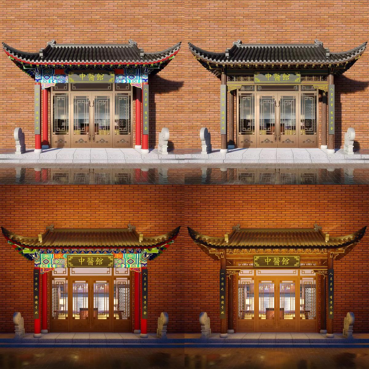 仿古实木木雕中式门头房檐古建屋檐户飞檐外翘角茶楼火锅门楼定做