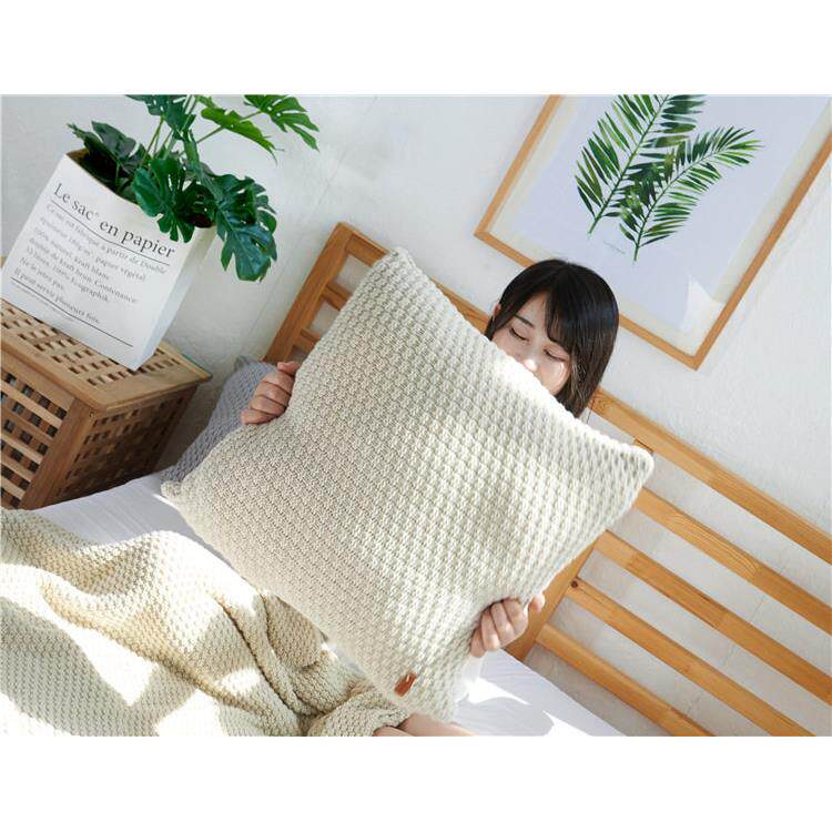 设计师枕头斯堪的纳维亚风格针织枕套垫纯色简单沙发方形枕头凸窗