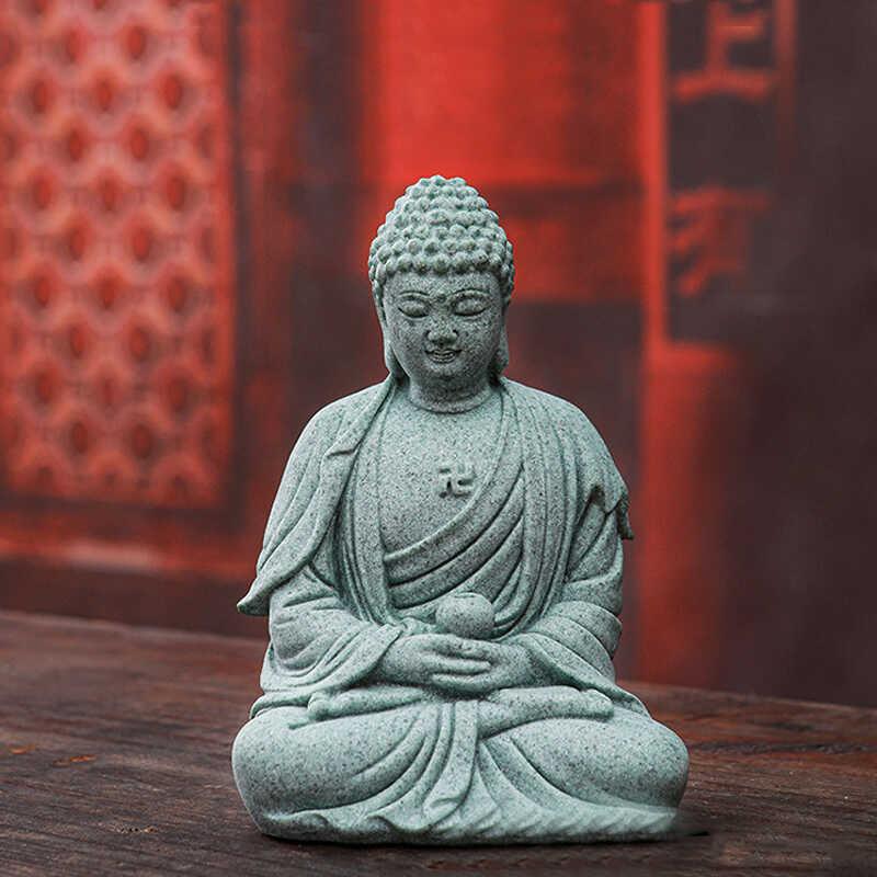 青砂石三宝佛像阿弥陀佛雕塑招财新中式客厅如来茶宠复古工艺品