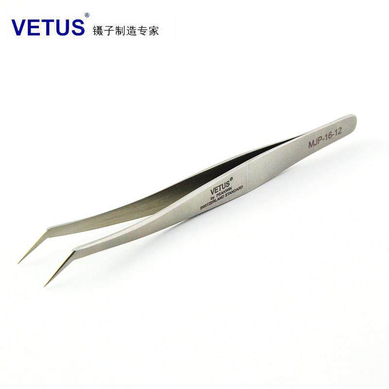 Vetus不锈钢尖镊子绽放美丽睫毛移植镊子Mjp-16-12