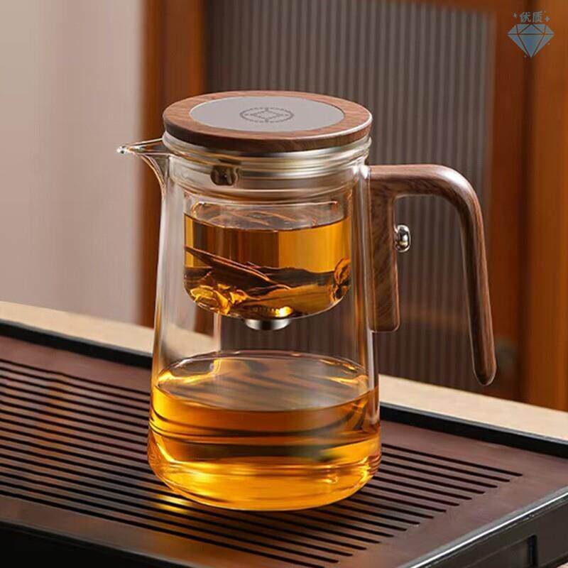 顶壶耐热磁吸飘逸杯全玻璃内胆茶水分离泡茶壶套装一键过滤冲茶器