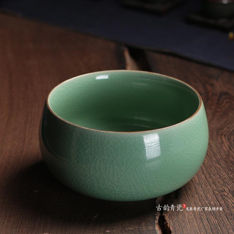 青瓷文房笔洗深洗花盆茶道茶具零配功夫陶瓷茶洗大号水洗渣斗多色