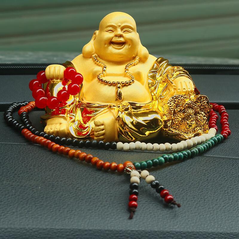弥勒佛汽车摆件大号白菜佛像拿佛珠车内车内装饰品平安车载吉祥物