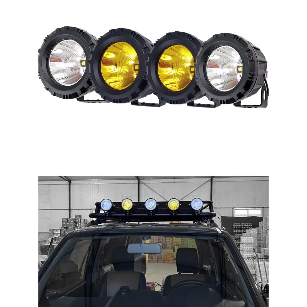 汽车Led大灯越野车顶灯圆形聚光灯修改前保险杠灯12V24V卡车前雾