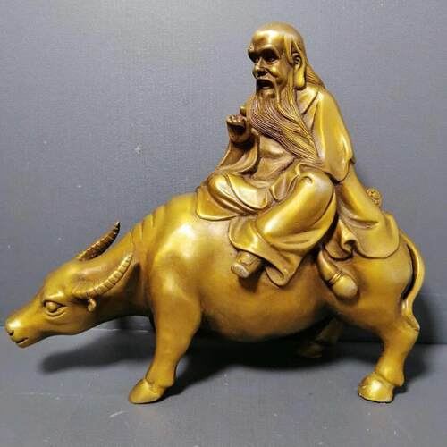 仿古做旧老子出关铜器摆件工艺品纯铜老子骑牛老君骑青牛黄铜摆件