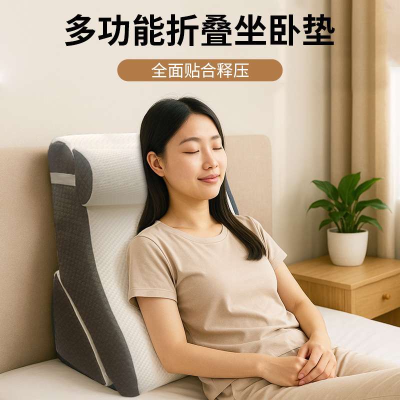 可拆洗三件套靠背A15带绑带款半圆枕可折叠型床上腰颈支撑靠垫