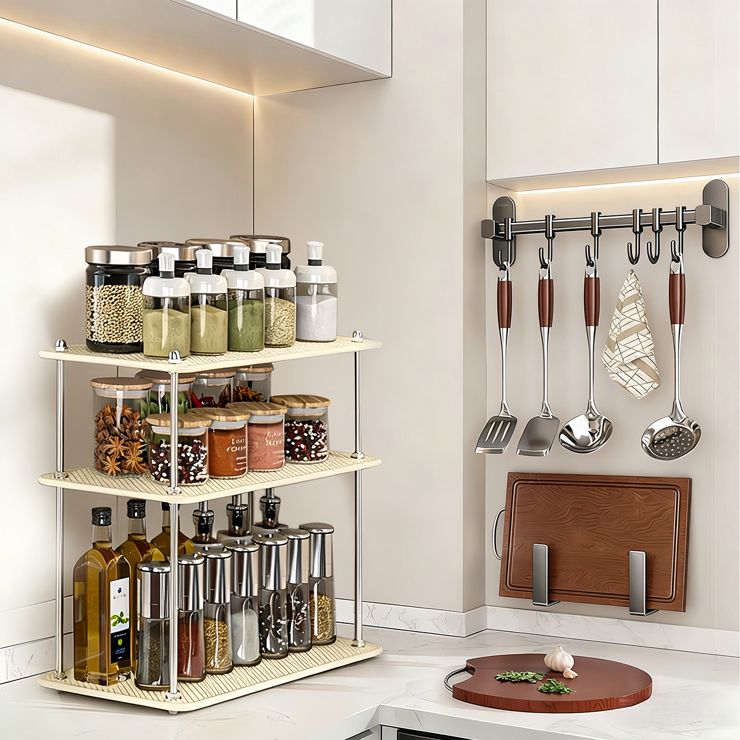 厨房调料品置物架家用多层拐角收纳架多功能油盐酱醋罐子杯放置架,厨房/烹饪用具,厨房抽屉置物架,淘宝优惠券,粉丝福利购,淘宝优惠卷