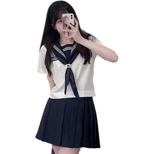 【绀领白三本】jk制服学院风套装短袖夏季上衣基础款水手服裙全套
