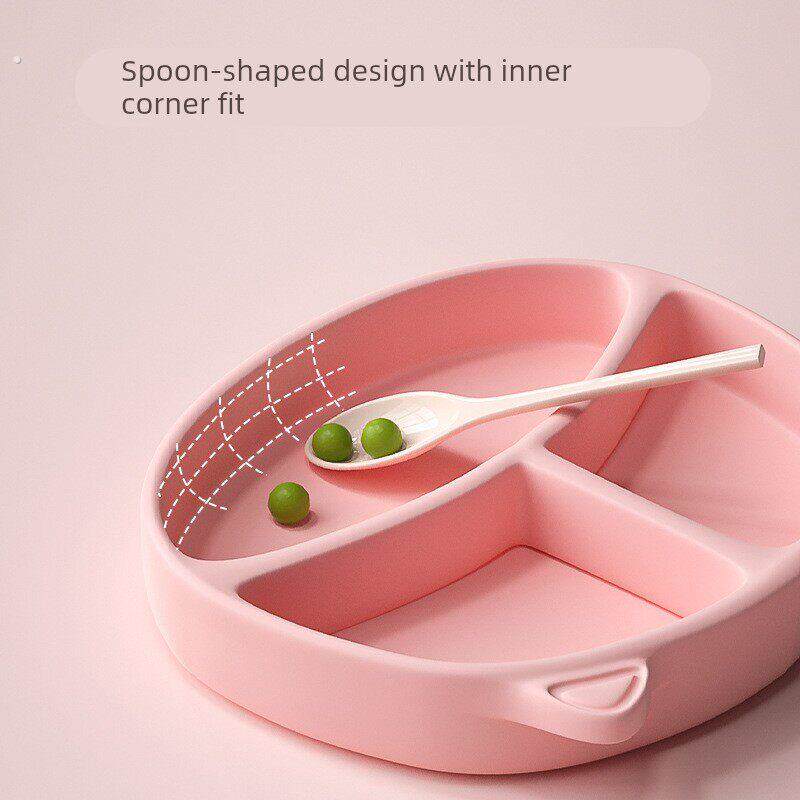 宝宝餐盘婴儿吸盘式儿童硅胶吸管辅食碗防摔分格盘训练勺餐具