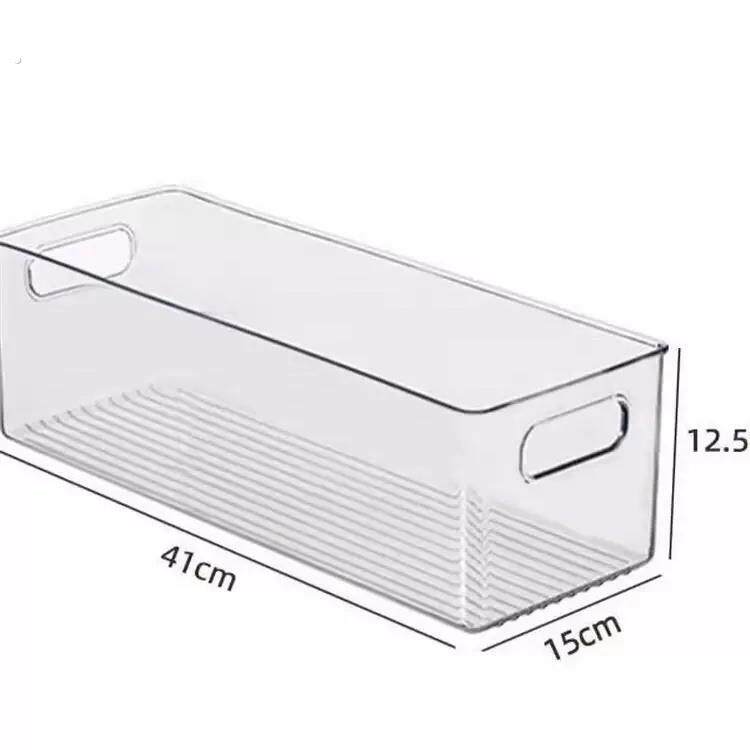 日式透明亚克力长条盒加高瘦高型大收纳盒化妆盒窄柜超高冰箱