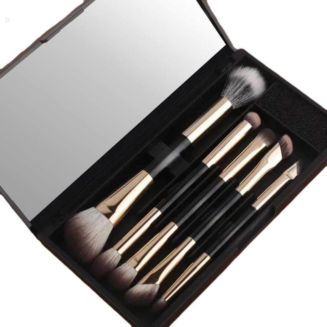 化妆刷便携小套双头麻雀眼部刷套眼影便携只装携款镜子软毛套刷旅