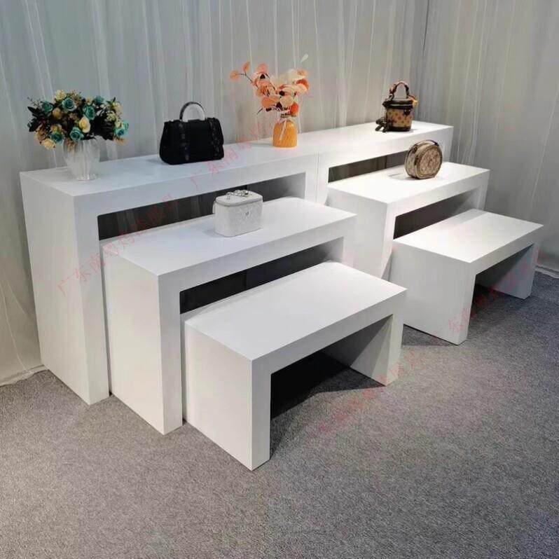 中岛白色礼品展示靠墙柜手机平板烤漆展示台展示桌橱窗柜方形木质