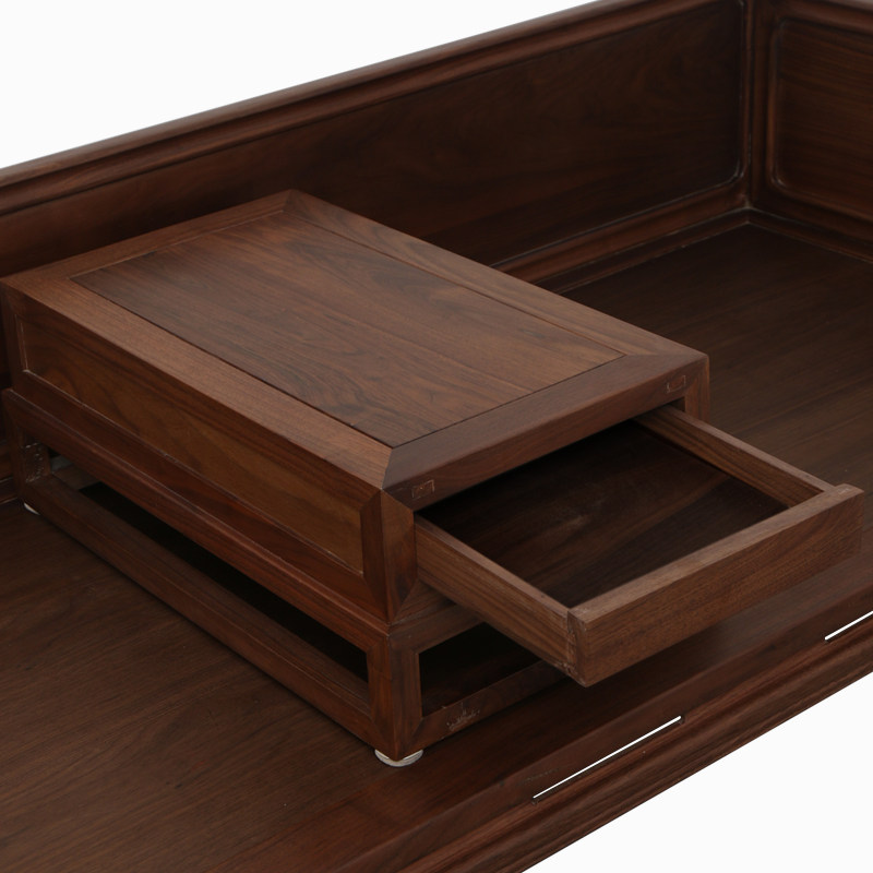 罗汉床新中式实木简约客厅胡桃木酒店沙发床实木床卯榫民宿家具