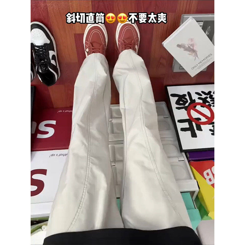 美式微喇裤子男款冬季加绒加厚斜切冲锋裤软壳防水运动直筒休闲裤