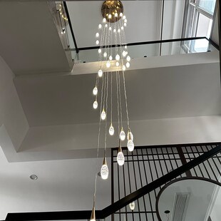 楼梯吊灯别墅农村自建房超长旋转楼梯挑空中空长吊灯楼梯专用吊灯