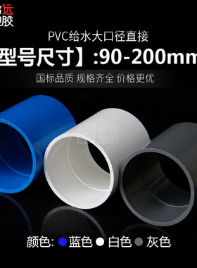 PVC直接接头管箍水管直通管件90 110 160 200给水管配件白蓝灰色