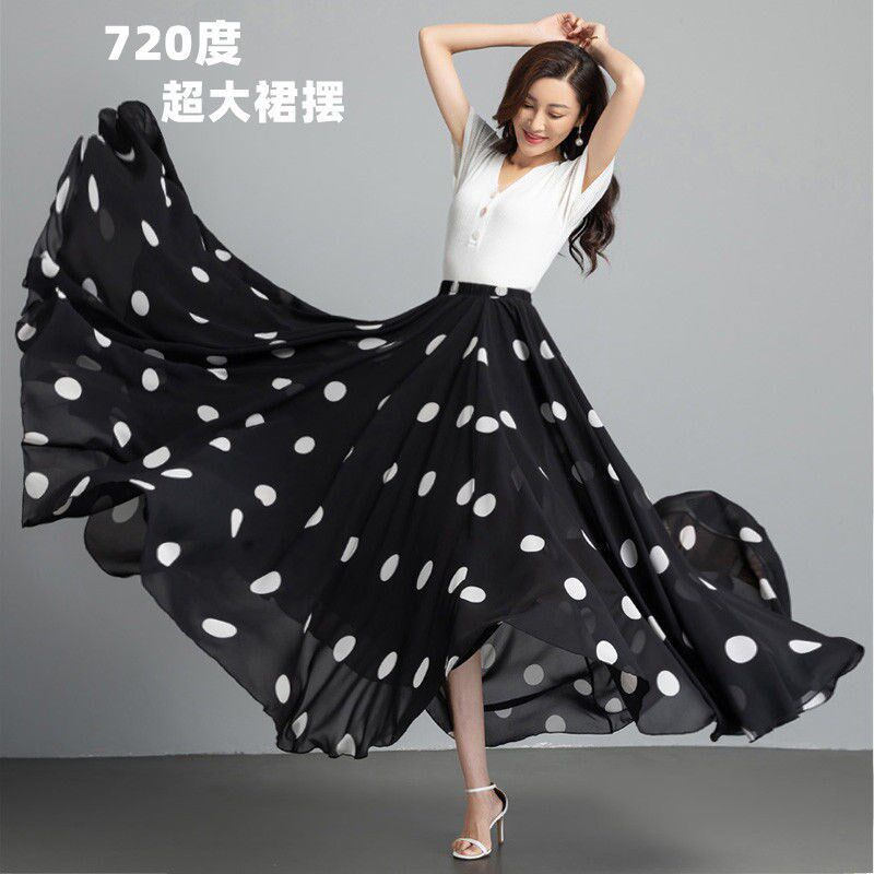 a字半身裙女2024新款春夏季垂坠感长款碎花雪纺薄款大码高腰长裙