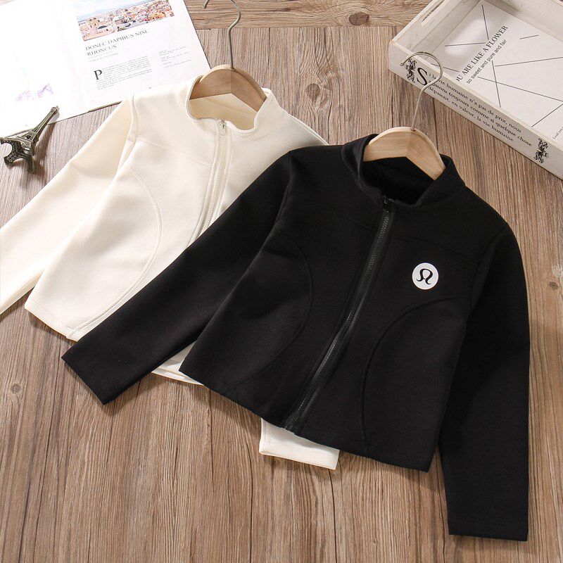 女童卫衣外套春秋季2024新款黑白色儿童洋气休闲女孩长袖短款上衣