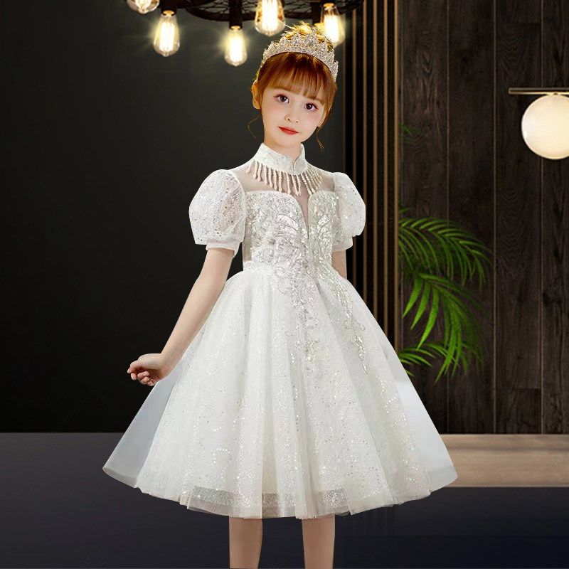 女童连衣裙夏季短袖轻奢主持人礼服钢琴婚礼蓬蓬裙儿童公主裙夏装