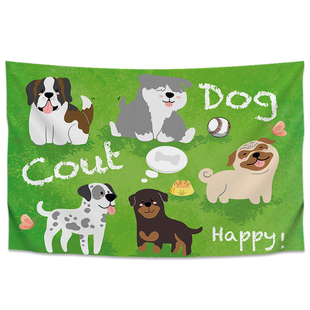 卡通彩色狗狗背景布卧室牀头挂布儿童可爱墙布墙上装饰布置改造布