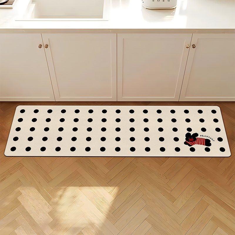创意波点卡通厨房地垫吸水防滑脚垫长条L形地毯易清洗皮革进门垫,居家布艺,厨房地垫,淘宝优惠券,粉丝福利购,淘宝优惠卷