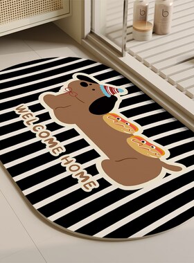 腊肠狗浴室地垫家用氧气硅吸水垫卫生间洗手间门口防滑防水脚垫ll