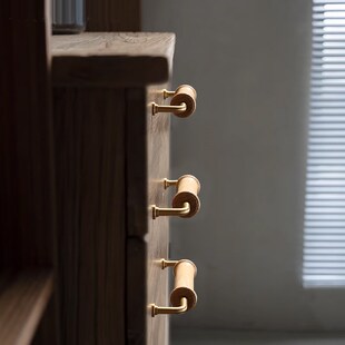 复古胡桃木大门把手黄铜明装推拉门手柄中古风衣橱柜门店铺门把手